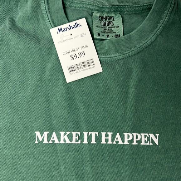 Make It Happen Tee Green White Medium - Picture 2 of 5